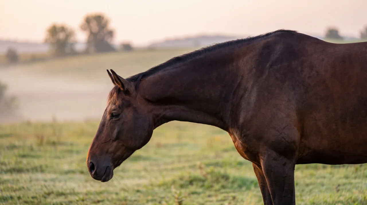 Horse grazing in an open field, used for The Restart pathway